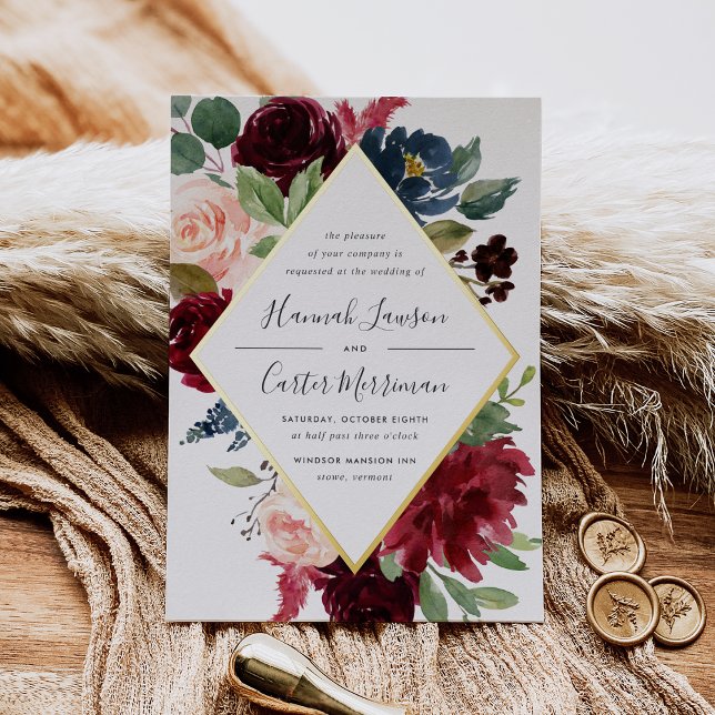Radiant Bloom Floral Frame Wedding Foil Invitation (Creator Uploaded)
