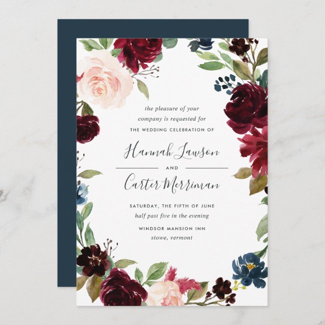 Radiant Bloom Floral Frame Wedding Invitation