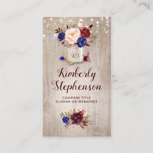 Radiant Bloom Floral Mason Jar Rustic Country Business Card