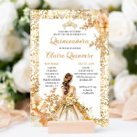 Radiant Bloom Floral Princess Gold Quinceanera