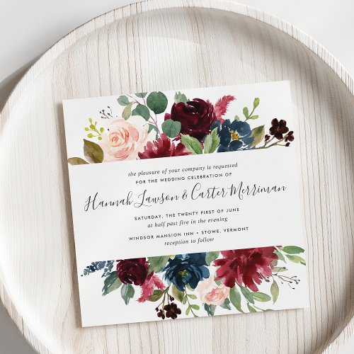 Radiant Bloom Floral Wedding Invitation  Square