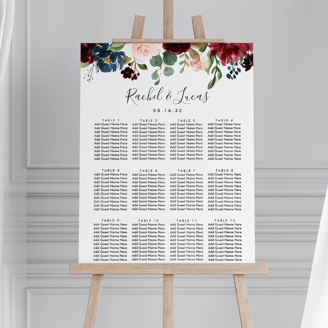 Radiant Bloom Floral Wedding Seating Chart Foam Board (Creator Uploaded)
