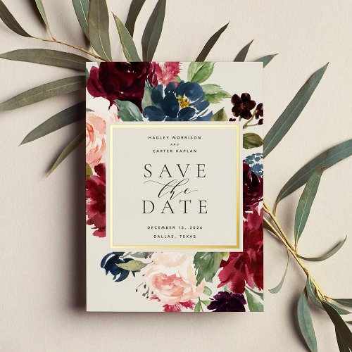Radiant Bloom Foil Save the Date Card