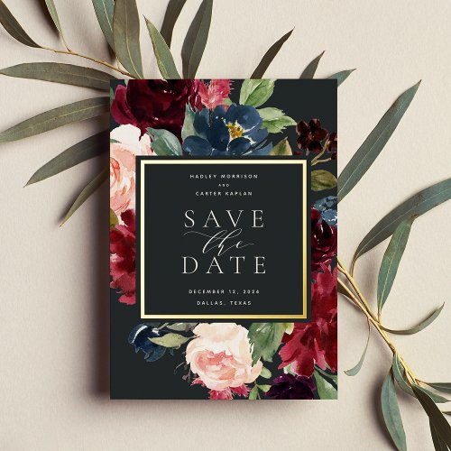 Radiant Bloom Foil Save the Date Card
