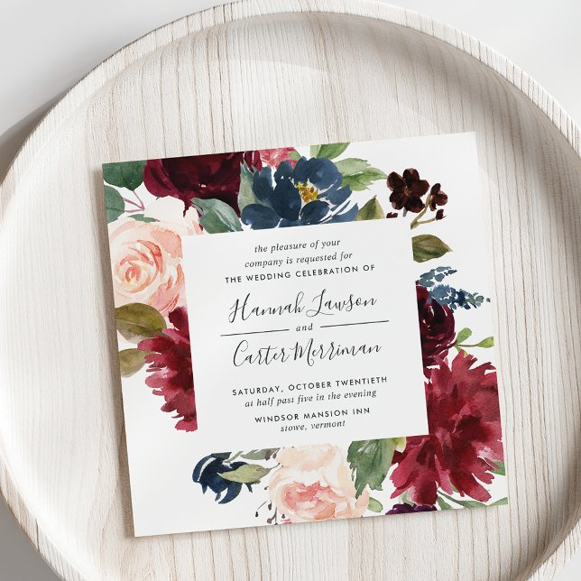 Radiant Bloom Frame Wedding Invitation | Square (Creator Uploaded)