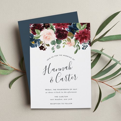 Radiant Bloom  Jewel Tone Floral Wedding Invitation
