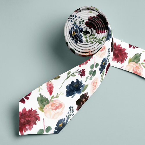 Radiant Bloom  Large Scale Floral Patterned Neck Tie