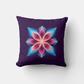 Radiant Bloom Mandala Throw Pillow