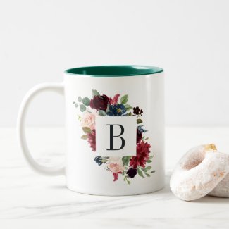 Radiant Bloom Monogram Two-Tone Coffee Mug