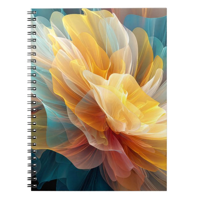 Radiant Bloom of Ethereal Petals in Light Notebook (Front)