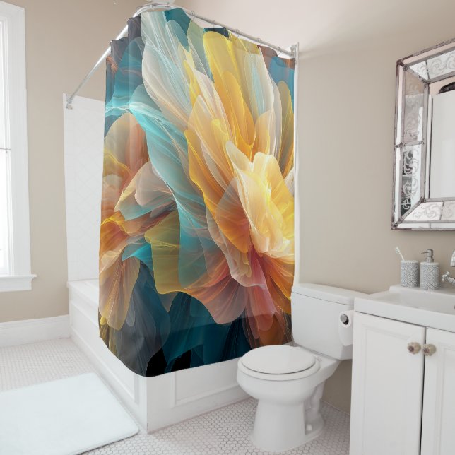 Radiant Bloom of Ethereal Petals in Light Shower Curtain (In Situ)
