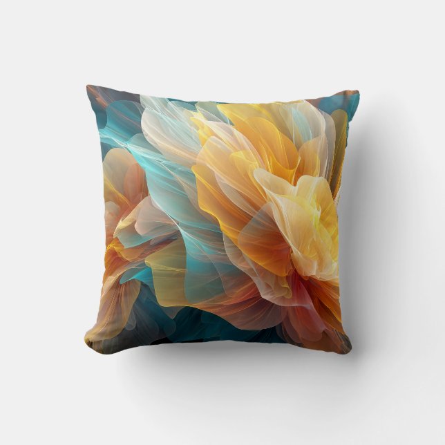 Radiant Bloom of Ethereal Petals in Light Throw Pillow (Front)