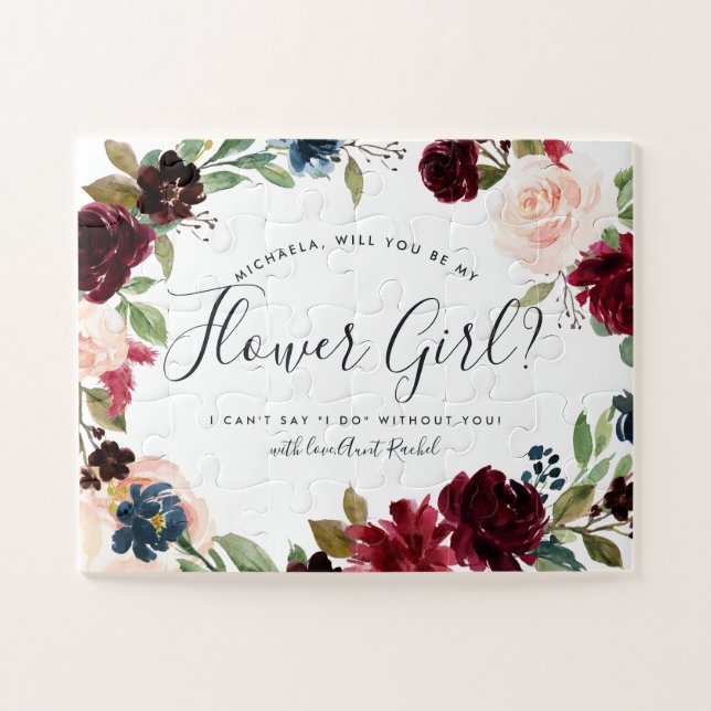 Radiant Bloom | Personalized Be My Flower Girl Jigsaw Puzzle (Horizontal)