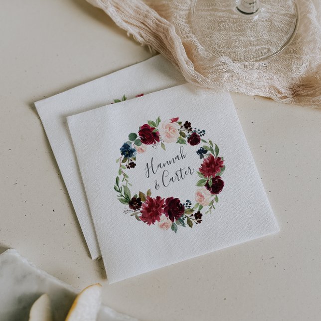 Radiant Bloom Personalized Wedding Napkins (Creator Uploaded)