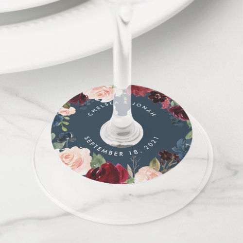 Radiant Bloom  Personalized Wedding Wine Glass Tag