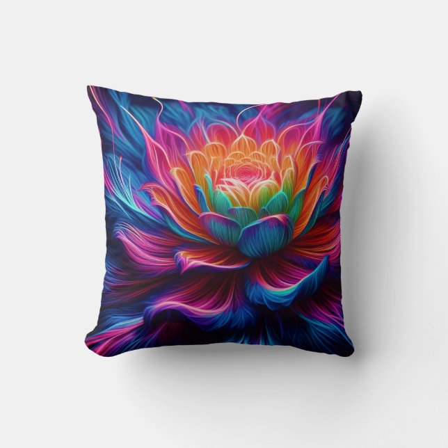 Radiant Bloom Pulse Throw Pillow (Front)
