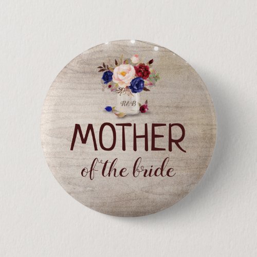 Radiant Bloom Rustic Mason Jar Wedding Button Radiant Bloom Rustic Mason Jar Wedding Button