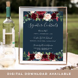 Radiant Bloom Signature Cocktail Menu Sign<br><div class="desc">Invite guests to grab a favorite libation with our charming wedding bar sign. 11x14 bar sign features "signature cocktails" in calligraphy script lettering on a rich navy blue background. Personalize with your specialty drinks with six custom text fields. A chic addition to your wedding bar setup, this sign is adorned...</div>