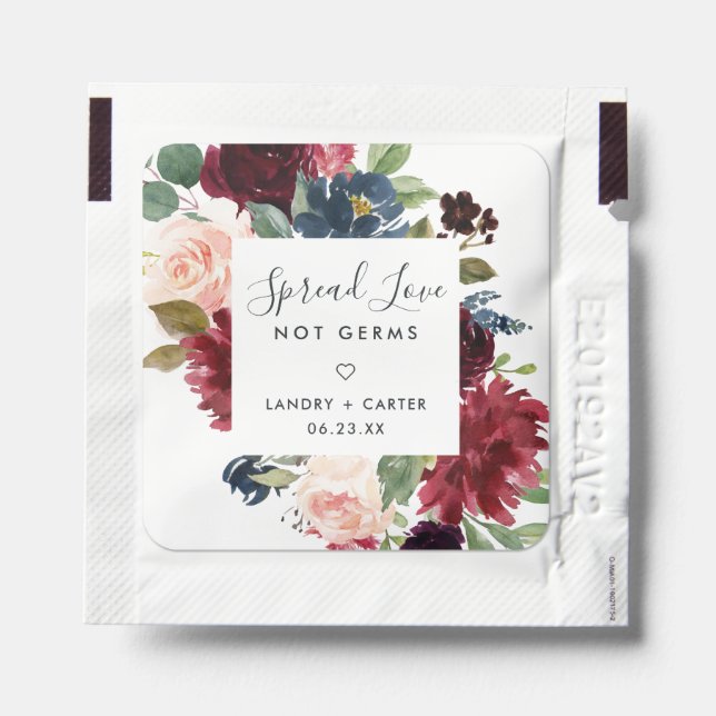 Radiant Bloom | Spread Love, Not Germs Wedding Hand Sanitizer Packet (Sticker on Packet)