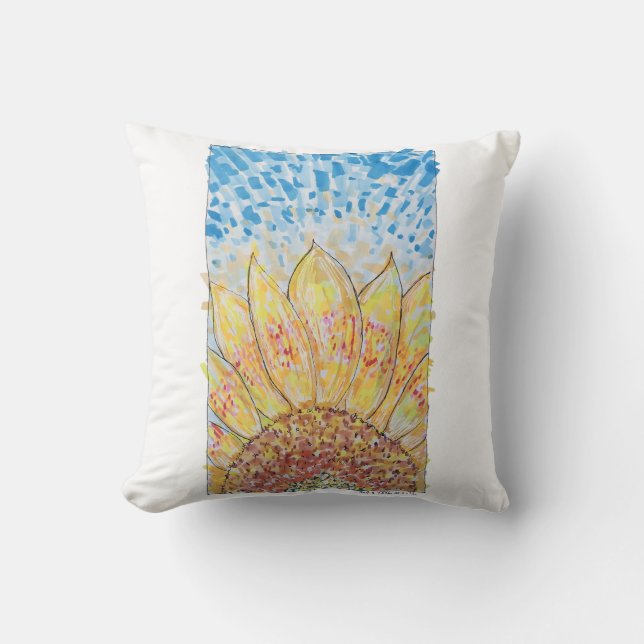 Radiant Bloom Sunflower Throw Pillow (Front)