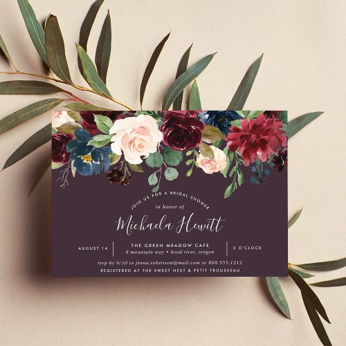 Radiant Bloom  Watercolor Floral Bridal Shower Invitation