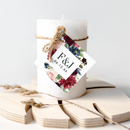 Radiant Bloom Watercolor Floral Wedding Monogram Favor Tags