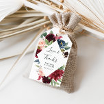 Radiant Bloom | Wedding Favor Gift Tags<br><div class="desc">Attach these elegant botanical tags to your wedding favors to say thank you to guests in chic style. White tags feature a geometric border of lush watercolor flowers in jewel tones, framing "love and thanks" and your names and wedding date in off-black. All text is editable for ultimate customization. Designed...</div>