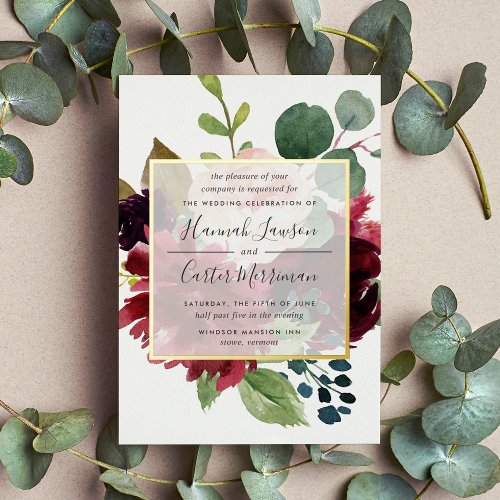 Radiant Bloom Wedding Foil Invitation