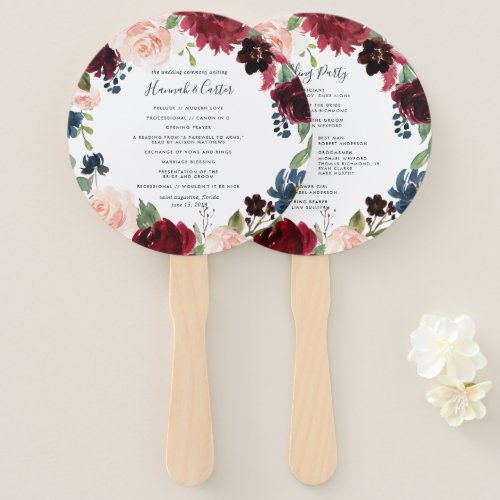 Radiant Bloom Wedding Program Hand Fan