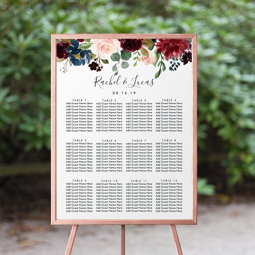 Radiant Bloom Wedding Seating Chart