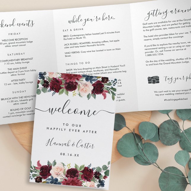 Radiant Bloom Wedding Welcome Letter & Itinerary Tri-Fold Program (Creator Uploaded)
