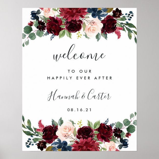 Radiant Bloom Wedding Welcome Poster