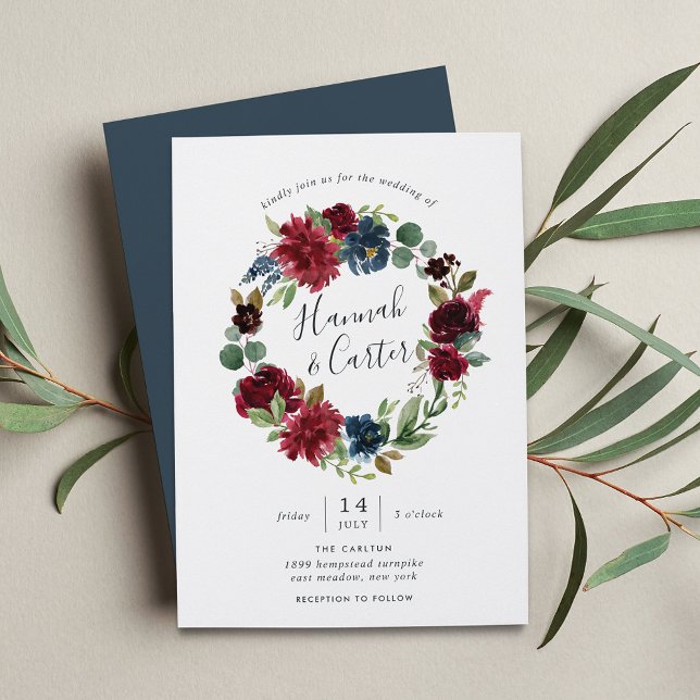 Radiant Bloom Wreath Wedding Invitation (Creator Uploaded)
