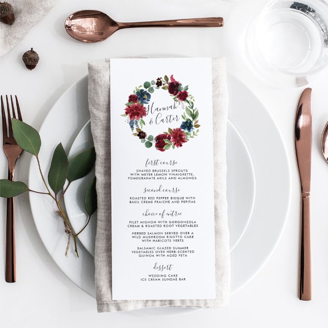 Radiant Bloom Wreath Wedding Menu Card (Creator Uploaded)