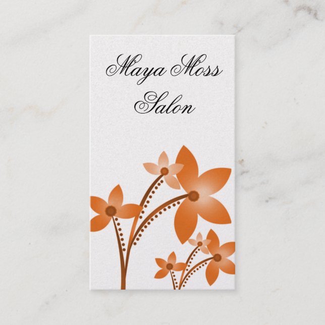 Radiant Blooms Business Card, Tangerine Card (Front)