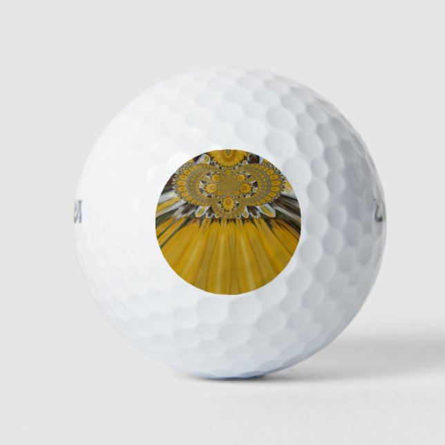 Radiant Blooms: Golden Sunflower: Eco Chic Design Golf Balls (Front)