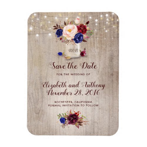 Radiant Blooms Mason Jar Rustic Save the Date Magnet