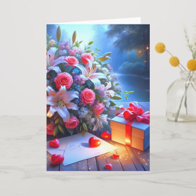 Radiant Blossoms: Whimsical Floral Card  (Front)