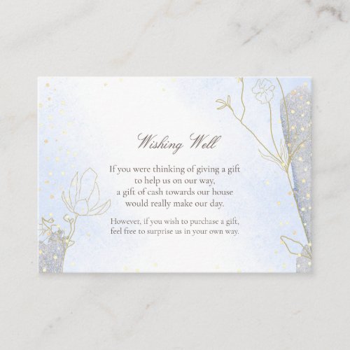 Radiant Blue Botanical Wishing Well Wedding Enclosure Card