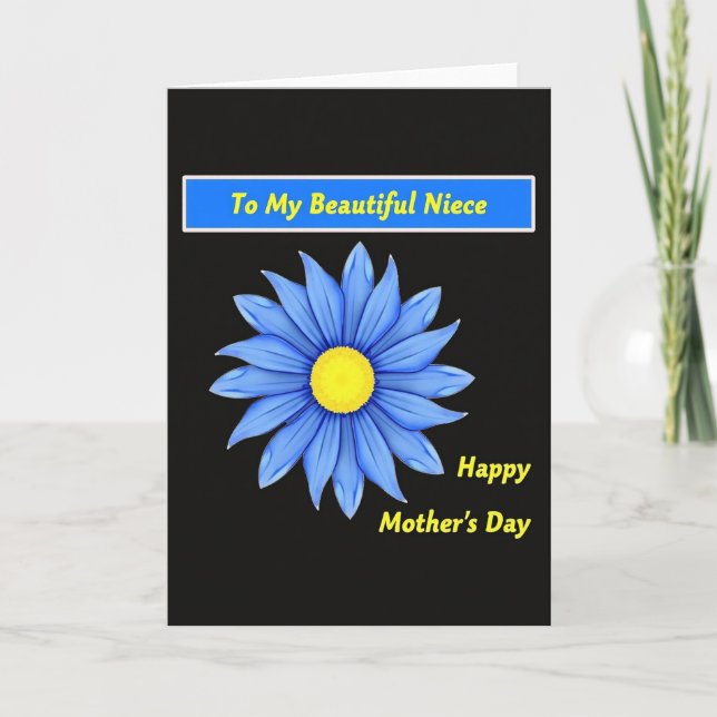 Radiant Blue Flower Day Card (Front)