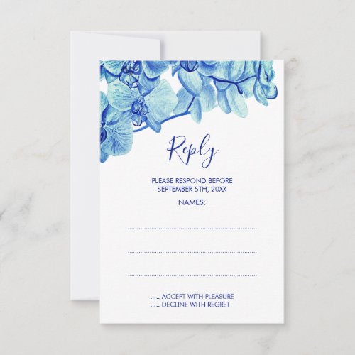 Radiant Blue Orchids Wedding Reply Cards
