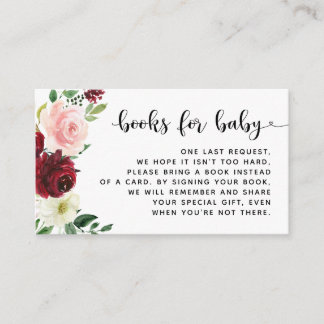 Radiant Blush Burgundy Floral Book Request Insert
