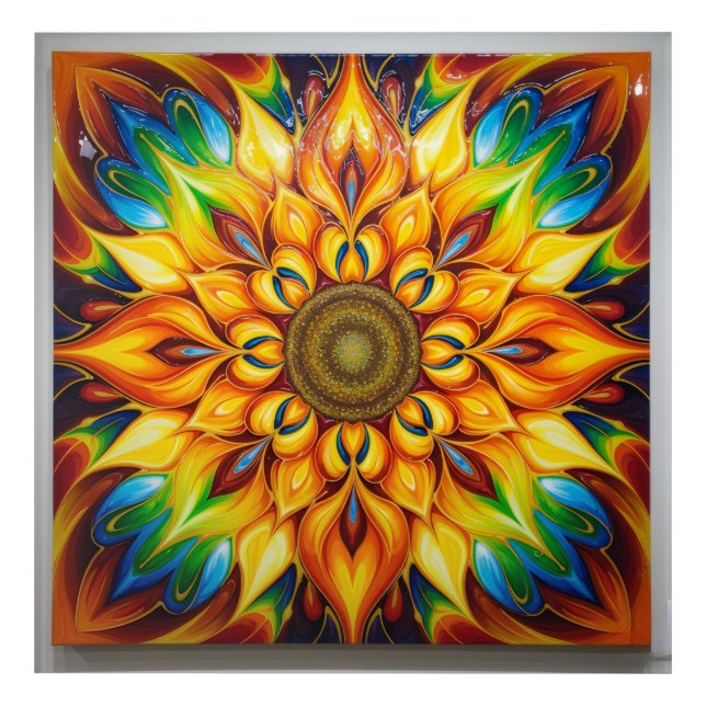 "Radiant Chakra Sunflower – Vibrant Spiritual Art" Acrylic Print (Front)