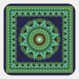 Radiant colorful mandala square sticker