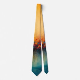 Radiant Convergence Abstract Fire and Mist Neck Tie