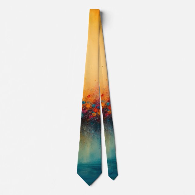 Radiant Convergence Abstract Fire and Mist Neck Tie (Front)