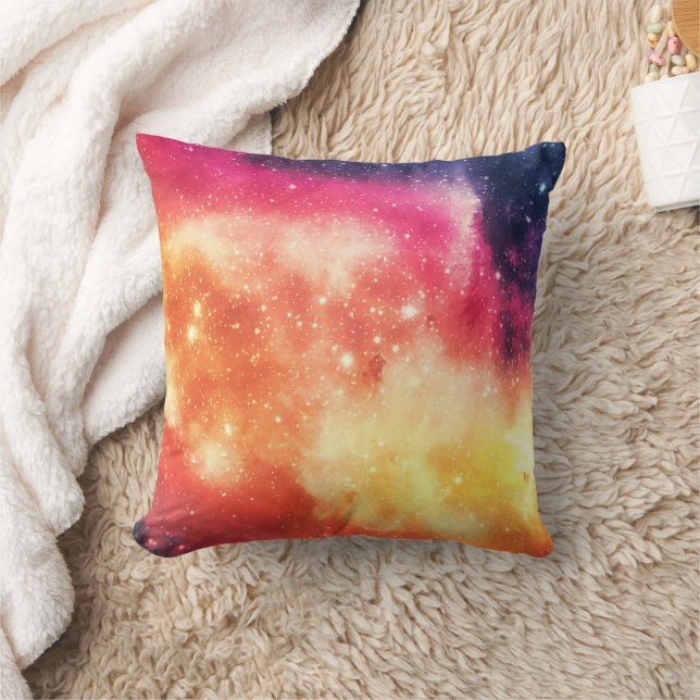 Radiant Cosmic Nebula Throw Pillow (Blanket)