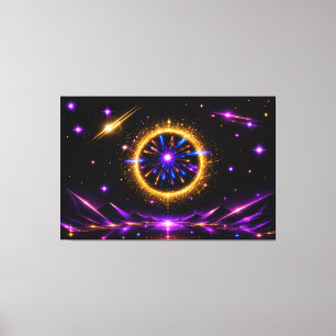 Radiant Cosmic Portal Neon Galaxy Stretched Canv Canvas Print