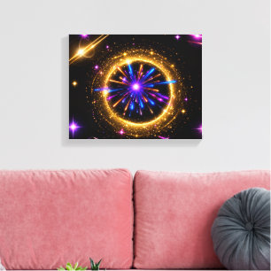 Radiant Cosmic Portal Neon Galaxy Stretched Canv Canvas Print