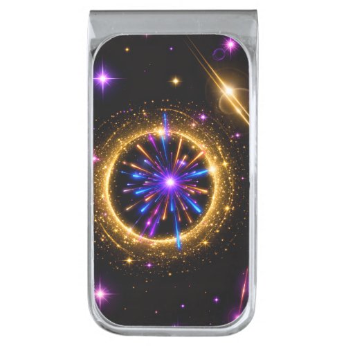 Radiant Cosmic Portal Serving Tray Silver Finish Money Clip